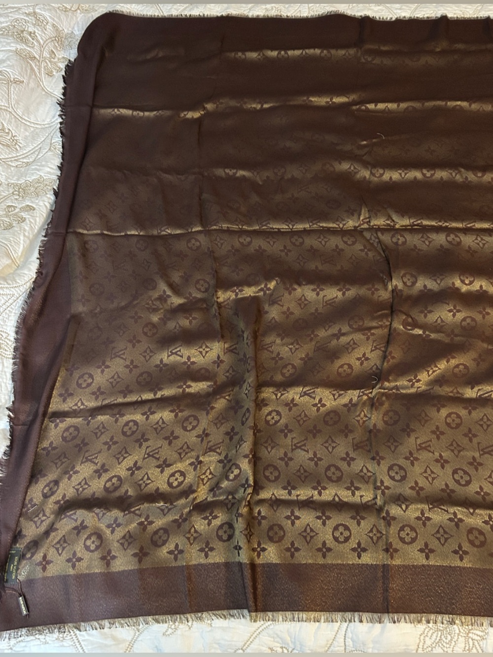 Louis Vuitton new without tags wool and Silk Brown Monogram Long Scarf - Picture 11 of 11